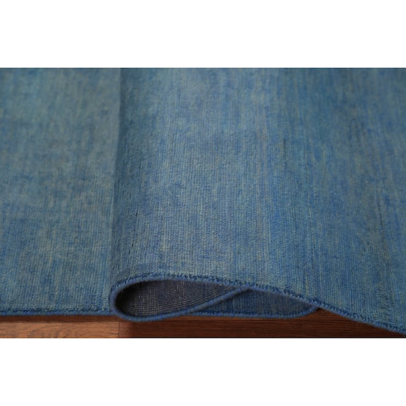 Blue Gabbeh Modern Rug Hand-Knotted Wool Carpet - 4'1" x 5'11"