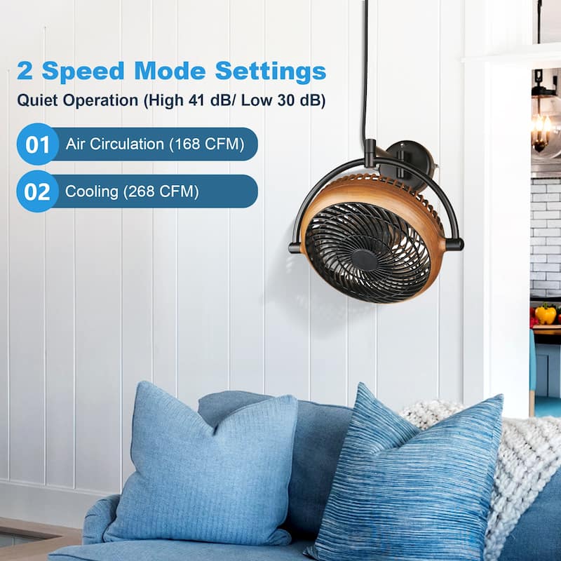 10-inch Industrial Walnut Indoor Wall Mount Fans with Plug in Cord