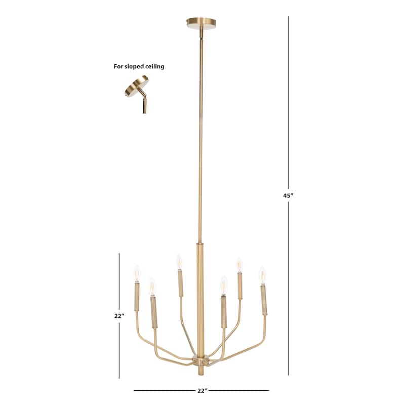 SAFAVIEH Chandelier Rosey 22" Modern & Contemporary Chandelier (3-Bulb) - 22" W x 22" D x 45" H - Antique Brass