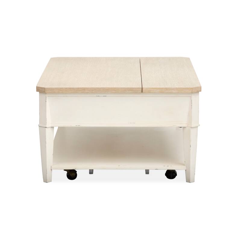 Salt Life Home Echo Isles Sea Pearl And Driftwood Lift Top Storage Cocktail Table With Casters - 50''W x 30''D x 17.75''H