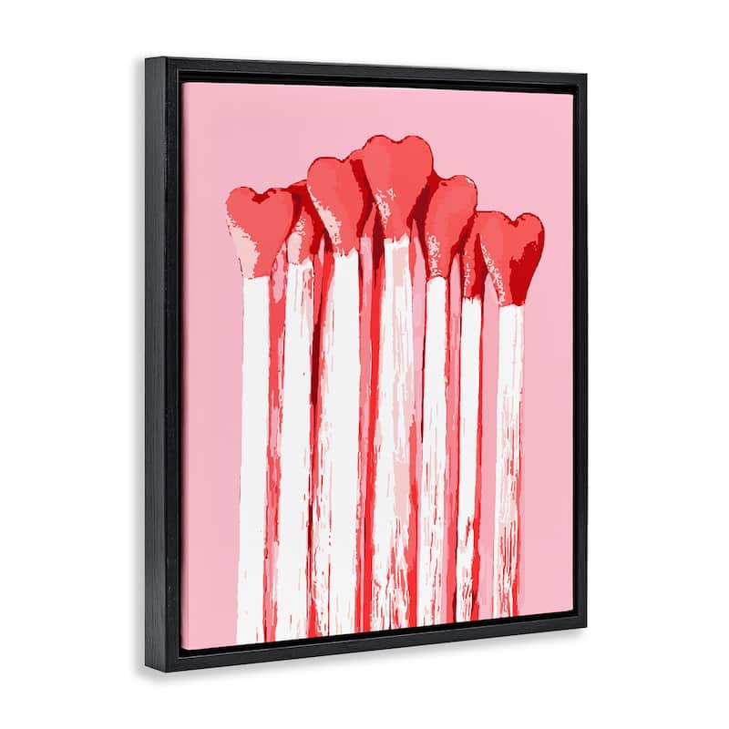 Stupell Pastel Pink Heart Matches Framed Floater Canvas Wall Art Design By Lil' Rue