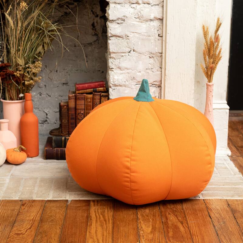 Jaxx Pumpkin Pouf - Luxurious Ottoman for Fall & Halloween Decor