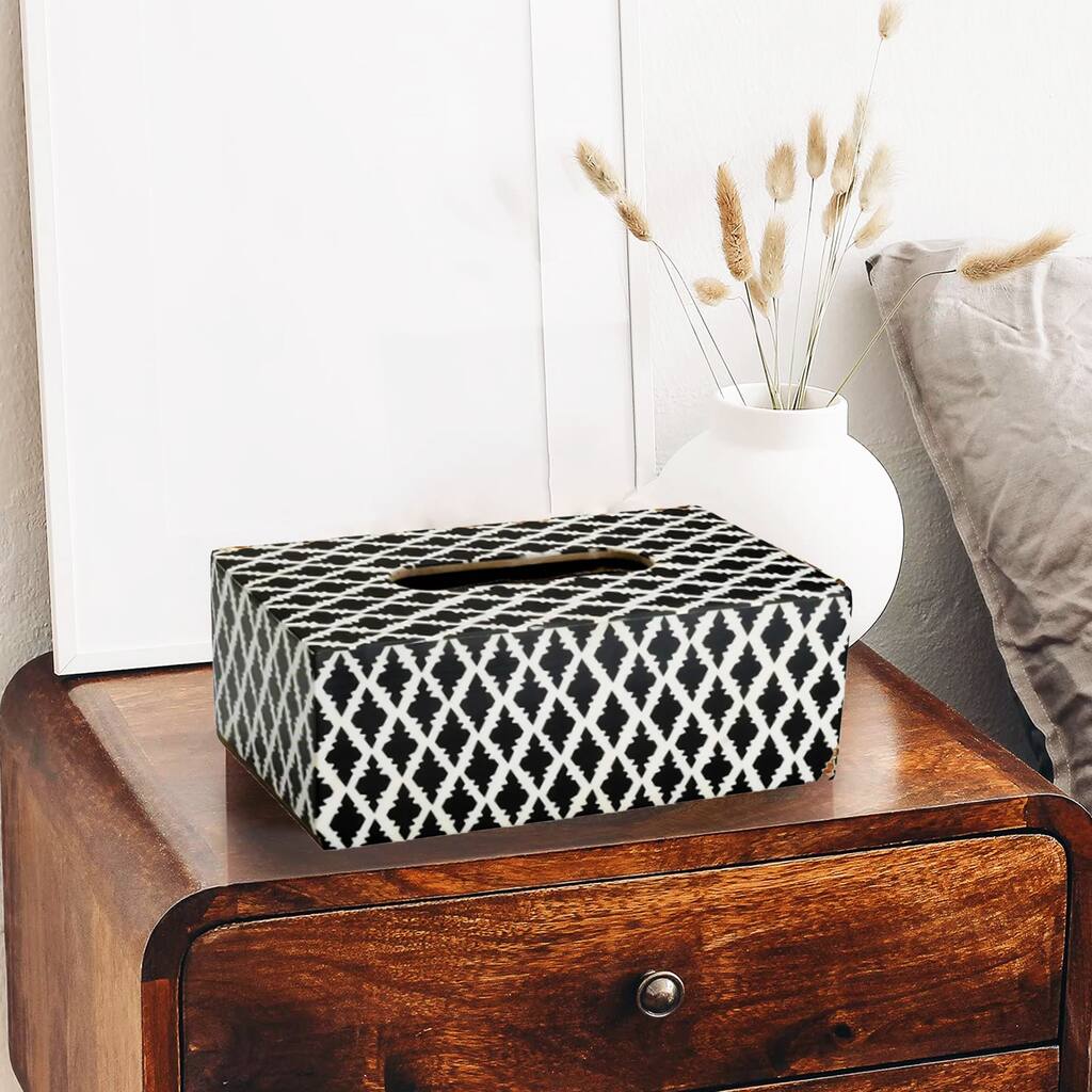 Mascot Hardware Moroccan Design Black And White Tissue Box Cover - Black & White