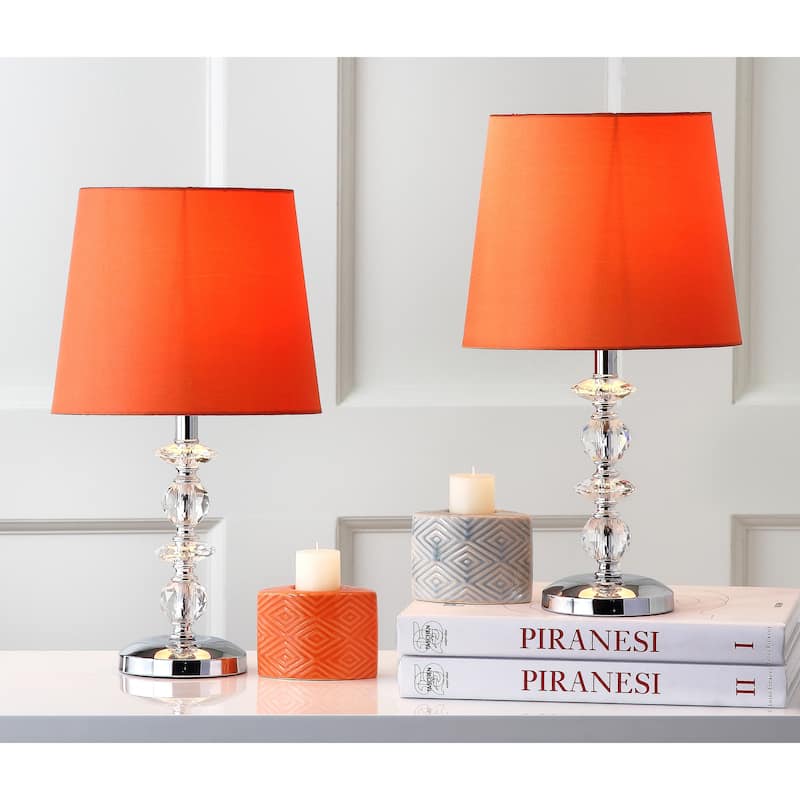 SAFAVIEH Lighting Meghan 15-inch Grey Shade Stacked Crystal Orb Table Lamp (Set of 2) - 9"x9"x15" - 9Wx9Dx15H