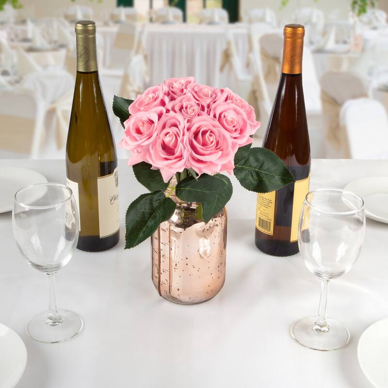 Pure Garden 18Pc Rose Artificial Flowers, Pink