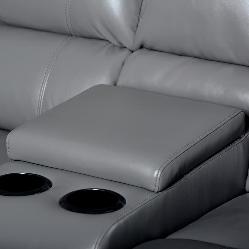 108" W Modern Contemporary Faux Leather 7 Piece Sectional Recliners