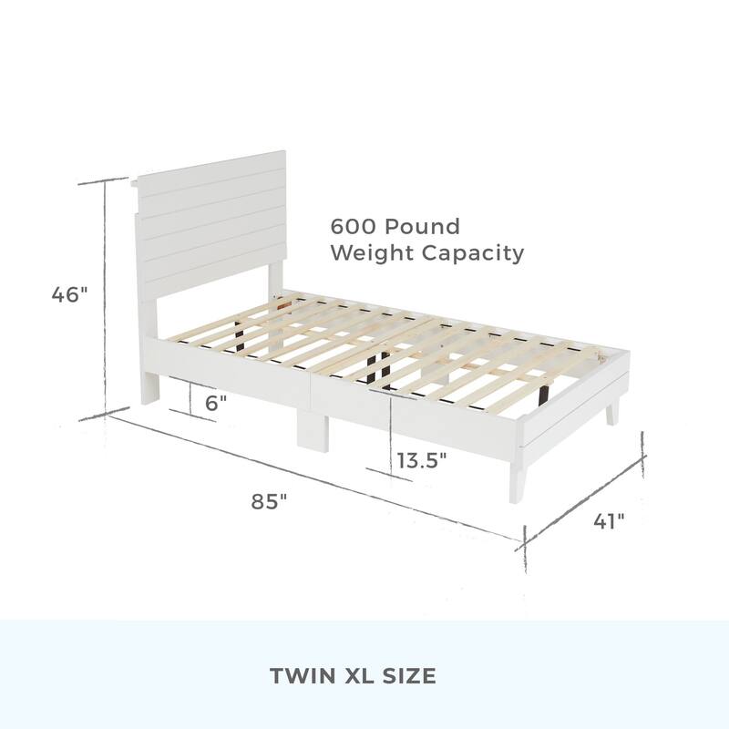 Brookside Mabel Shiplap Platform Bed Frame with Headboard