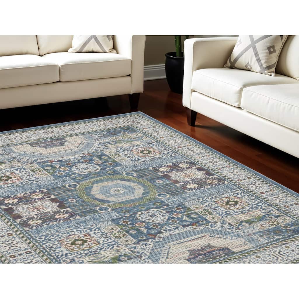 Power Loomed Distressed Non Skid Area Rug - 118' X '94' X '0.5