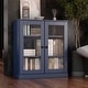 preview thumbnail 133 of 166, 100% Solid Wood 3-shelf Bookcase with Optional Doors by Palace Imports Clear Glass Doors - Navy