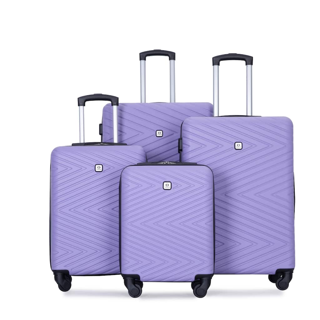 4-Piece, Modern Lightweight Luggage with Swivel Wheels and TSA Lock, for Boarding Travel, Light Purple