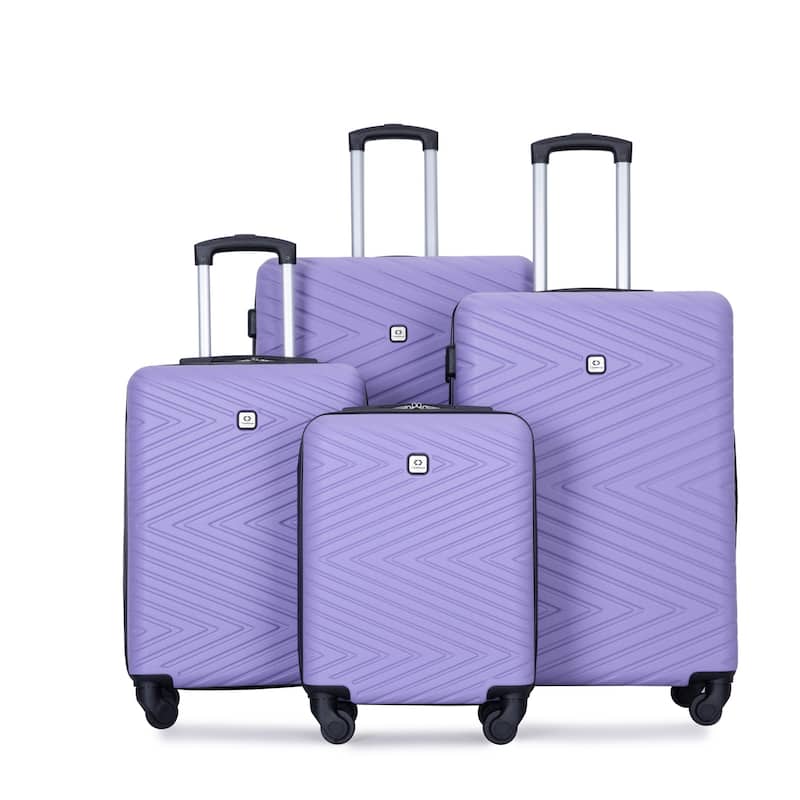 4-Piece, Modern Lightweight Luggage with Swivel Wheels and TSA Lock, for Boarding Travel, Light Purple - Purple