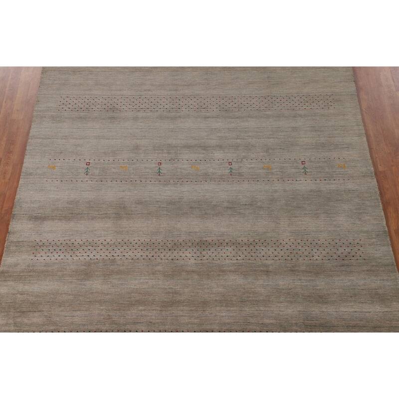 Tribal Gabbeh Indian Area Rug Hand-Knotted Wool Carpet - 7'10"x 9'10"