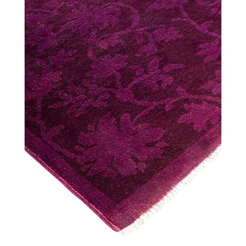 Overton Hand Knotted Wool Vintage Inspired Modern Contemporary Overdyed Purple Area Rug - 7' 10" x 9' 9"