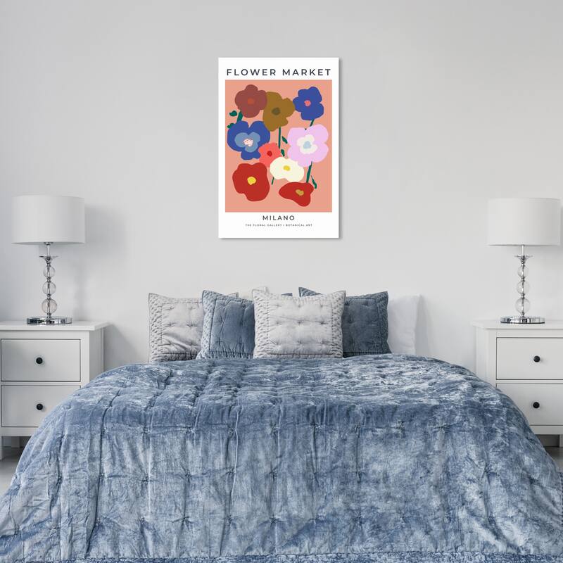 Wynwood Studio Canvas Floral and Botanical Flower Market Milano Pink and Modern & Contemporary Wall Art Canvas Print - 36 x 24