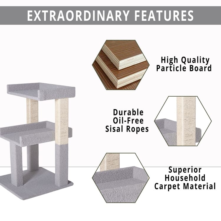 Large Multi-Level Condo Kitten Play Tower with Scratching Post, Cat Tree Tower for Large Cats