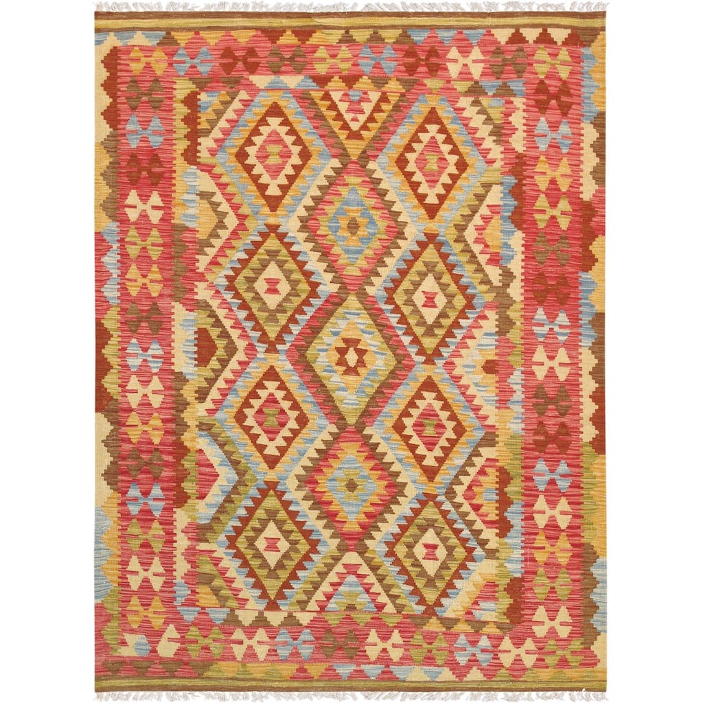 Pasargad Anatolian Kilim Hand-Woven Wool Rug (5' 0" X 6' 9") - Multi - 5' x 7' - 5' 0'' X 6' 9''
