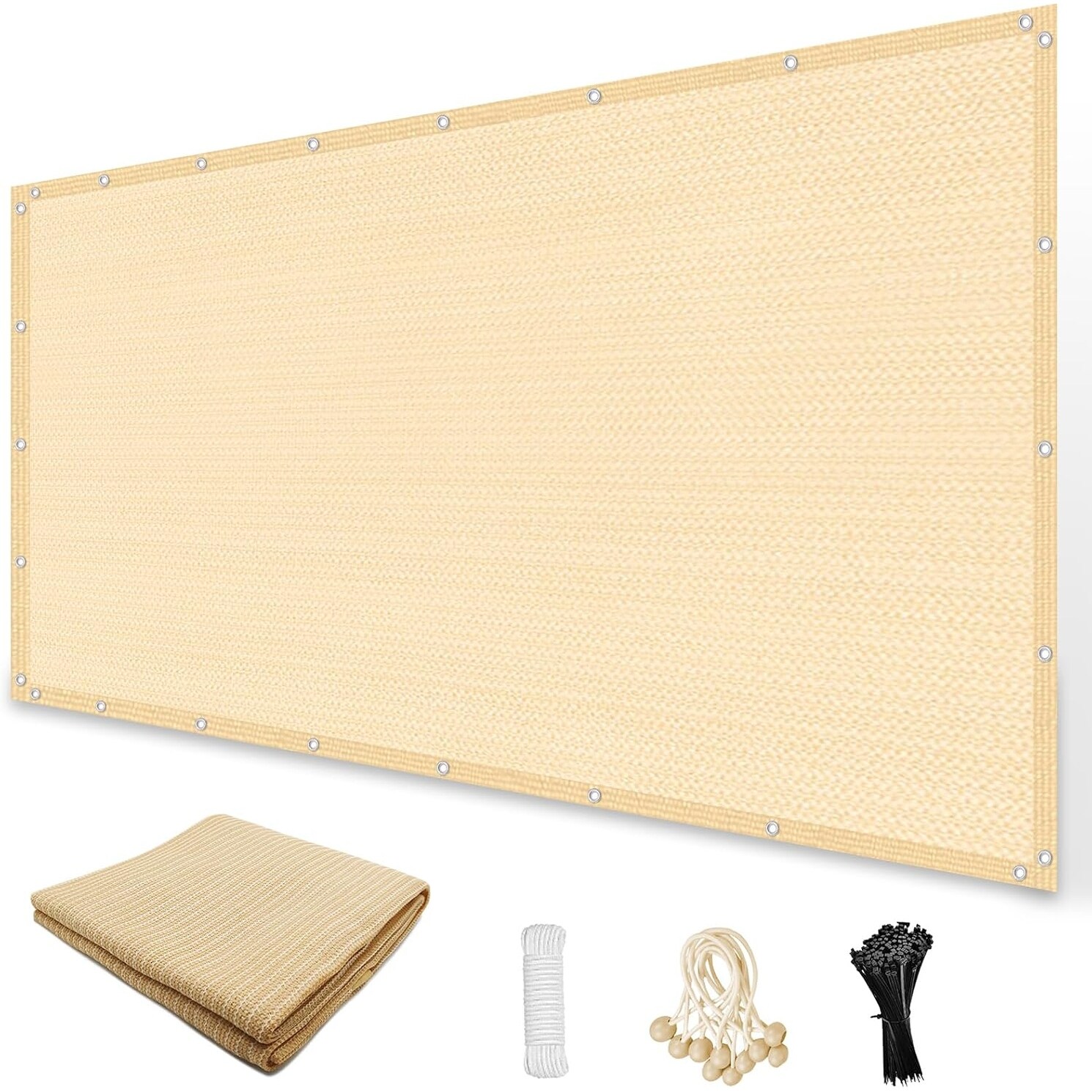 10' x 12' Sun Shade Cloth with Grommets, 90% Sunblock & UV Protection for Outdoor Patio, Garden, Pergola - Wheat Color