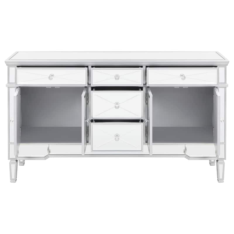 Duchess 5-drawer Mirrored Storage Accent Cabinet Silver