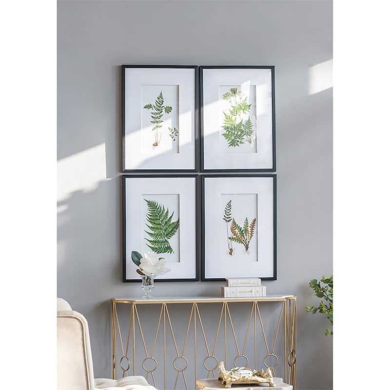 Set of 4 Botanical Black And White Fern Wall Art