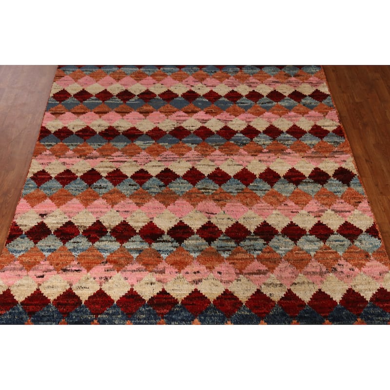 Tribal / Trellis Moroccan Oriental Area Rug Handmade Wool Carpet - 6'7" x 10'4"