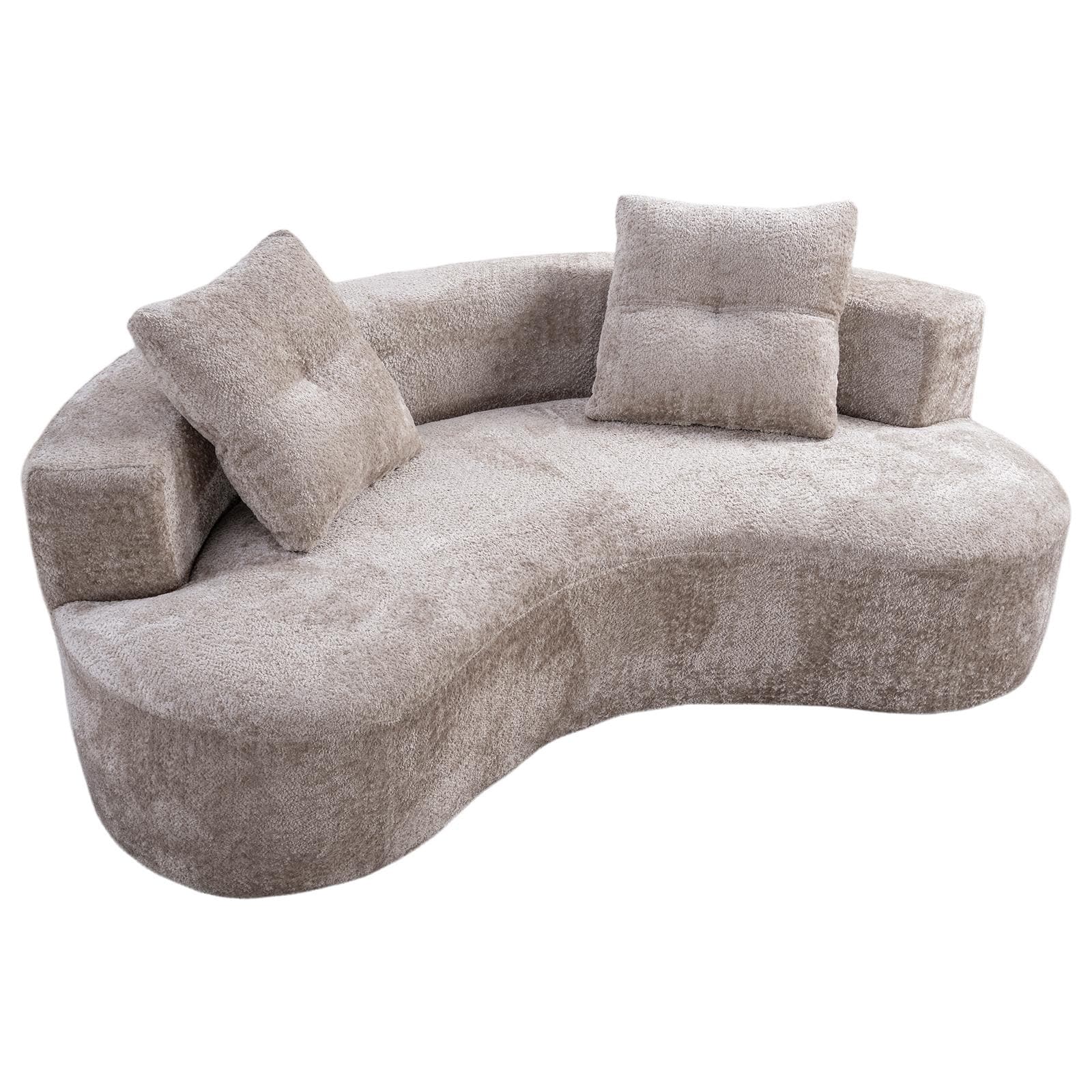 3 Seater Couch Floor Sofa Couch with 2 Pillows, Camel Lounge Sofa Couch Accent Couch Settee for Living Room Bedroom