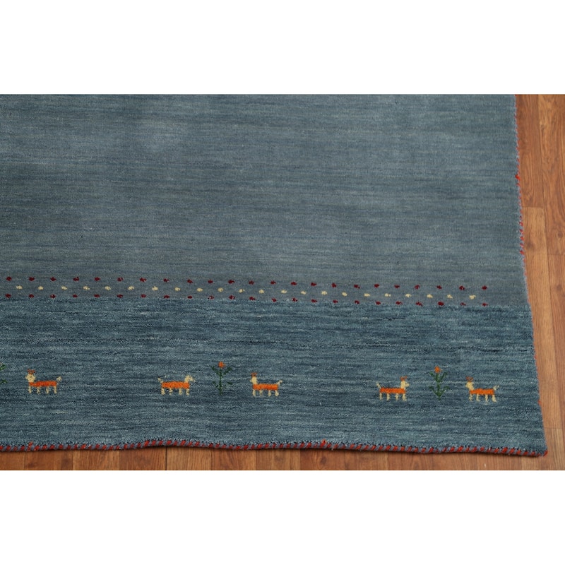 Tribal Gabbeh Area Rug Hand-Knotted Wool Carpet - 6'8"x 9'10"