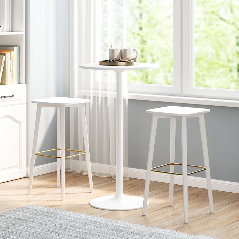 Gymax Round Bar Table w/ Adjustable Height & Metal Base Modern Style