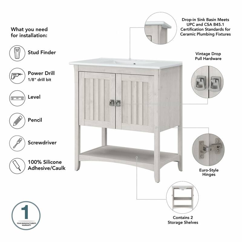 Salinas 64W Double Vanity Set with Medicine Cabinets by Bush Furniture