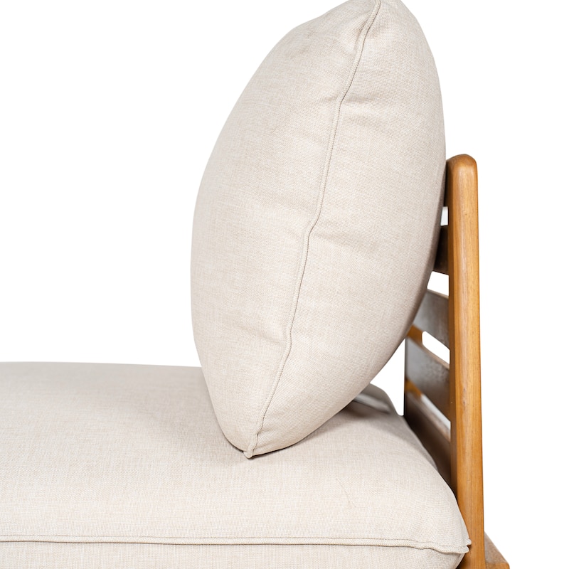 Scott Living Sacova Outdoor Acacia Wood V Shape Seating Set, Teak Finish Frame with Beige Cushion