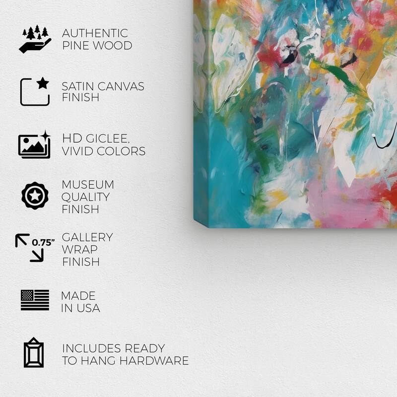 Wynwood Studio Abstract Retro Fest Blue and Teal Modern & Contemporary Wall Art Canvas Print