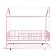 preview thumbnail 7 of 26, Full Size House Bed with Semi-enclosed Fence and Twin Size Trundle