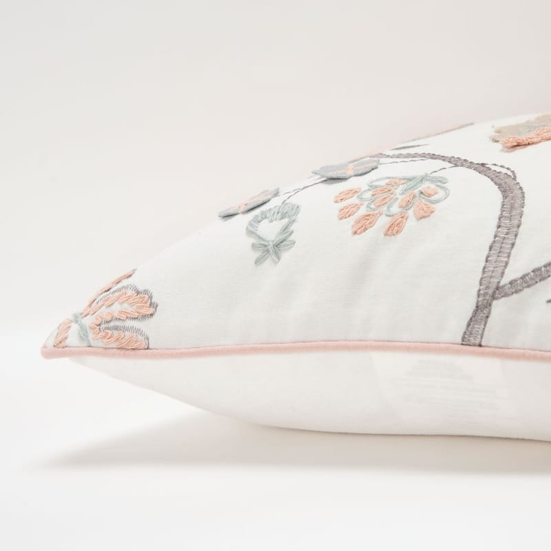 Ivory Floral Applique Decorative Pillow