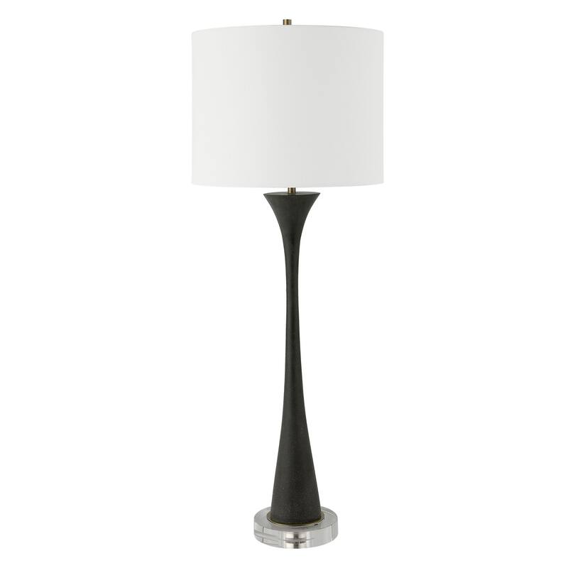 Trumpet Buffet Lamp with Drum Shade - 34" - Black