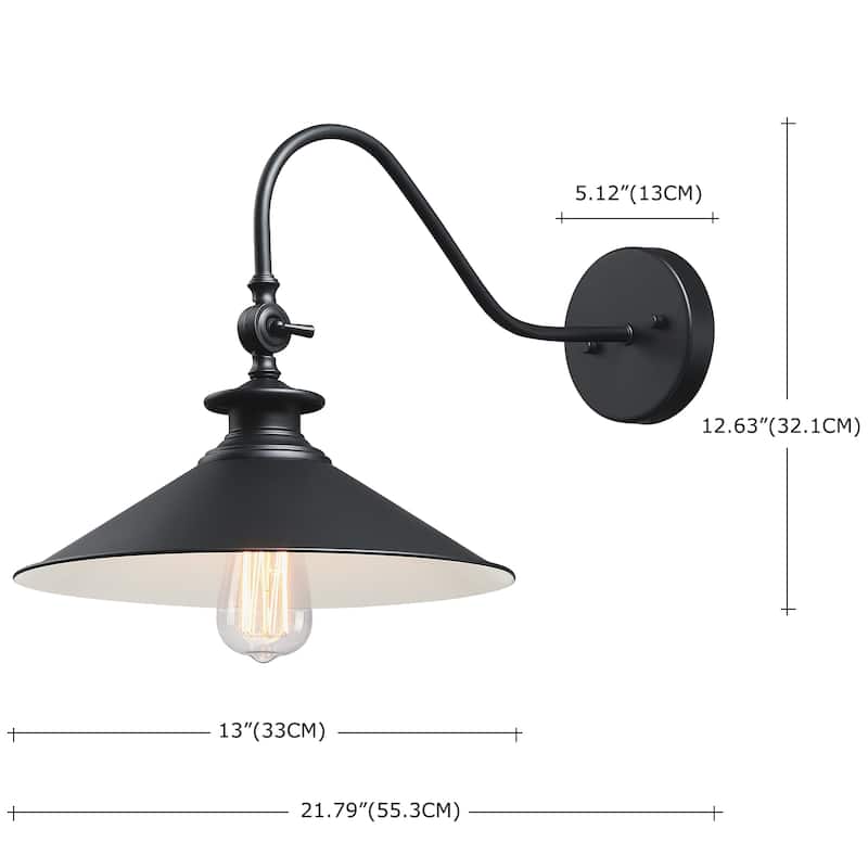 2PK Black Barn Lights Outdoor Gooseneck Sconces Wall Lighting