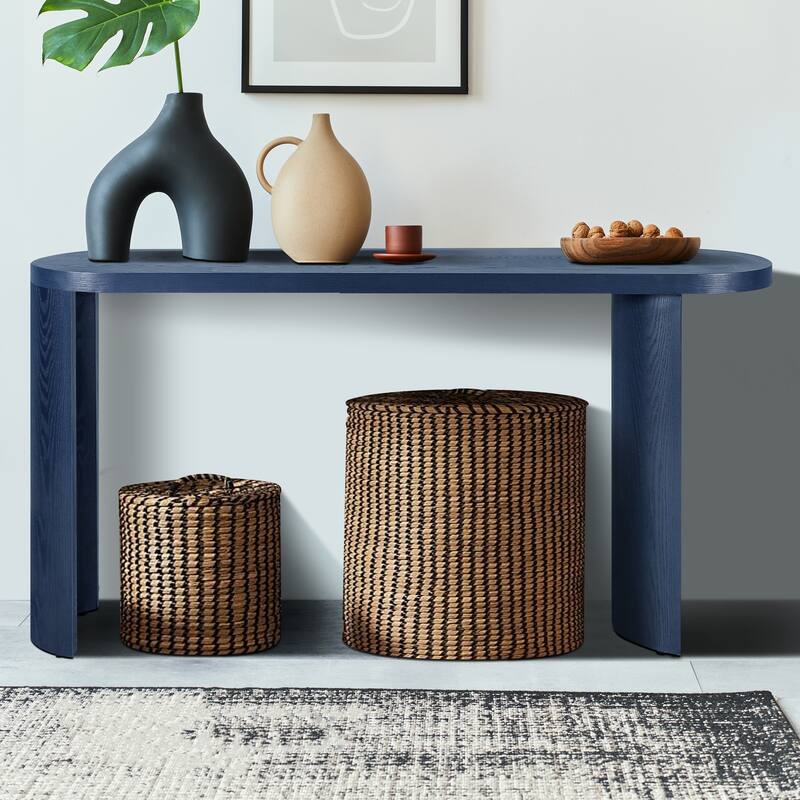 60" Entryway Table Oval Console Tables with Curved Support Legs - Available Installation Inward-facing or Outward-facing