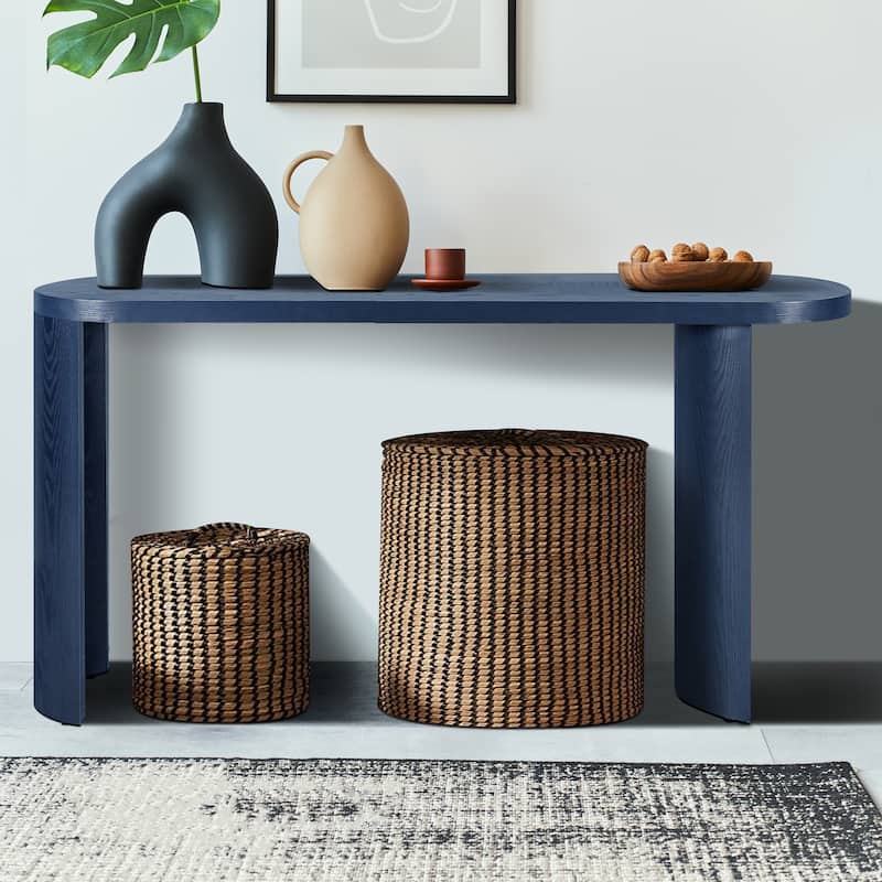 60" Thick Top Entryway Table with Curved Legs, Support The Installation Of Inward-facing Or Outward-facing for Sofas