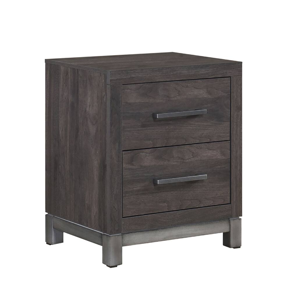 Deena 2 Drawer Nightstand, 25 Inch, Brown Gray Melamine Veneer