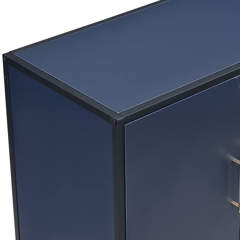 Modern Four-Door Sideboard with Metal Frame and Cross-Leg Base, Ideal for Living Room or Study