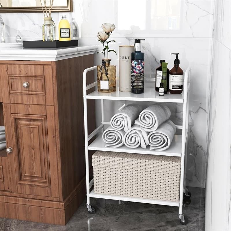 3 Tier Rolling Cart Shelves - 11.8"D x 18.9"W x 29.53"H