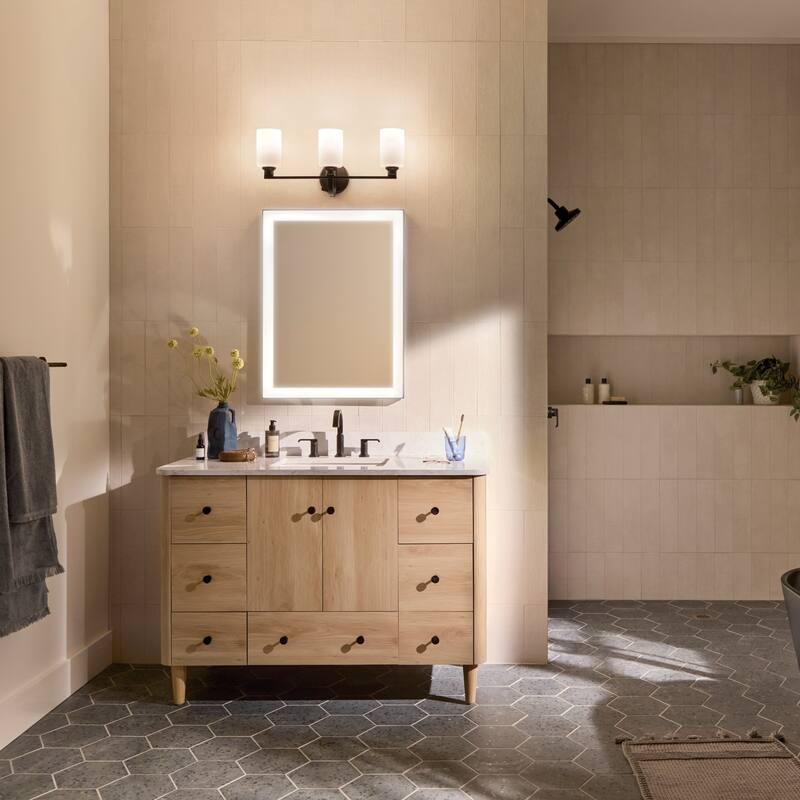 Kichler Lighting Gioe 24.25" 3-Light Vanity Light with Opal Glass in Black