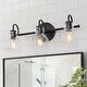 preview thumbnail 1 of 27, Olia Modern 3-Light Black Bathroom Vanity Lights Globe Glass Wall Sconces
