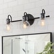 preview thumbnail 16 of 27, Olia Modern 3-Light Black Bathroom Vanity Lights Globe Glass Wall Sconces 3-Light - Black