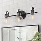 preview thumbnail 18 of 25, Olia Modern Black 3-Light Bathroom Vanity Light Minimal Globe Glass Wall Sconce 22"/3-Light