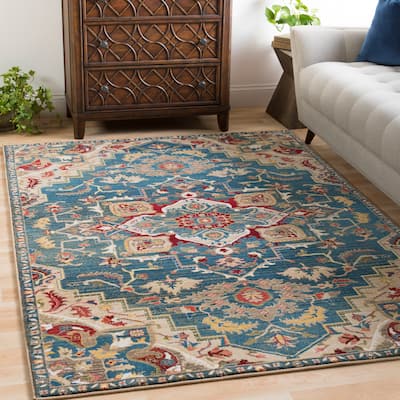 Morris Blue & Red Vintage Medallion Runner - 2' 6" x 7' 10"