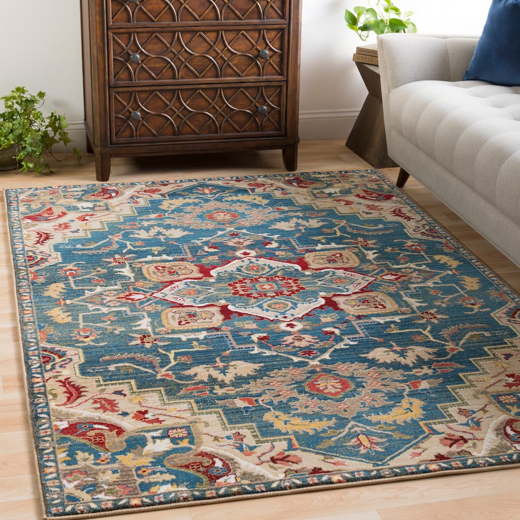 Morris Blue & Red Vintage Medallion Runner - 2' 6" x 7' 10"