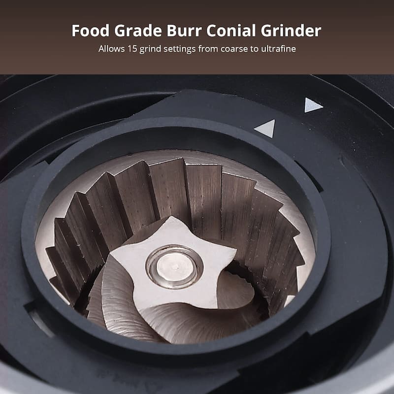 Espresso Machine with Grinder and Milk Frother, 15 Bar Pump Cappuccino Latte Machine with Burr Conical Grinder