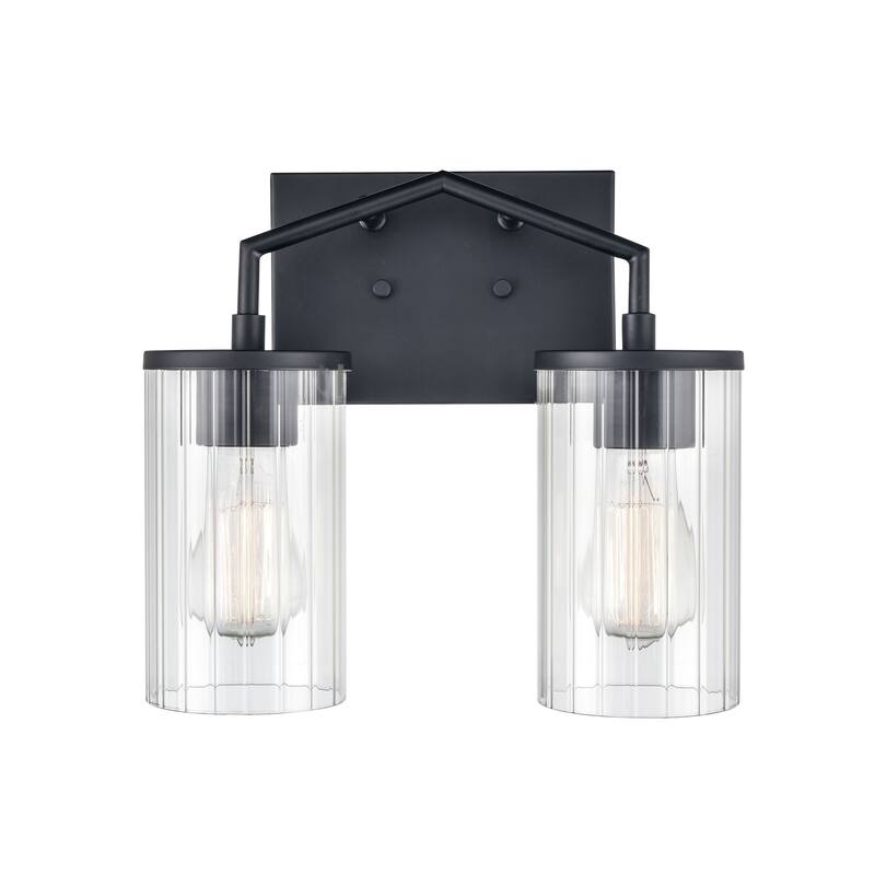 Millennium Lighting Beverlly Bathroom Vanity Light Fixture with Clear Beveled Glass Shades - 2 Light - Matte Black