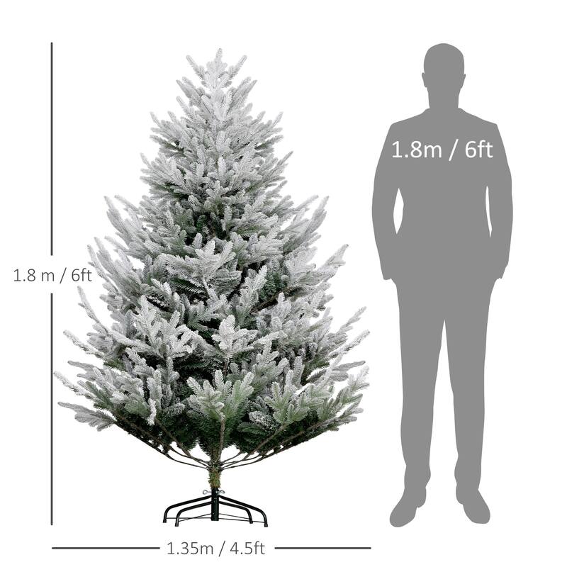 6ft Hinged Pine Xmas Tree with Steel Base and Auto-Open Assembly