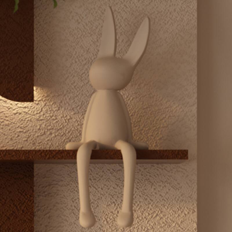 Adjustable 3-Color LED Sandstone Wall Decor with Simulated Green Plants - 3D Art Sculpture, Glass Vase & Rabbit Statue