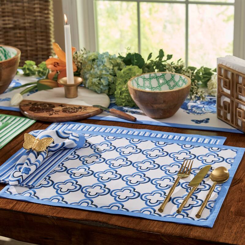 Patricia Heaton Home Blue Geo Reversible Placemat Set of 4 - 19 x 14 x 0.1